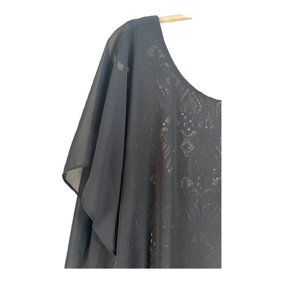 R&M Richards Cocktail Lace Knee Length Black Sequin Sheer Overlay Size 8 NEW - Picture 15 of 16